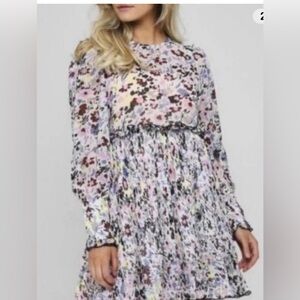 GANNI PLEATED GEORGETTE MINI DRESS